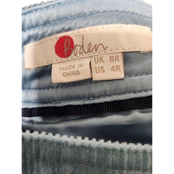 Boden Corduroy Skirt Womens 4 Turquoise Blue A Line Midi Length Modest Buttons - Picture 11 of 11